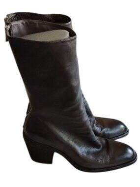 Officine Creative Leather Back-Zip Calf Boots 39.5 9.5 Black Made in Italy